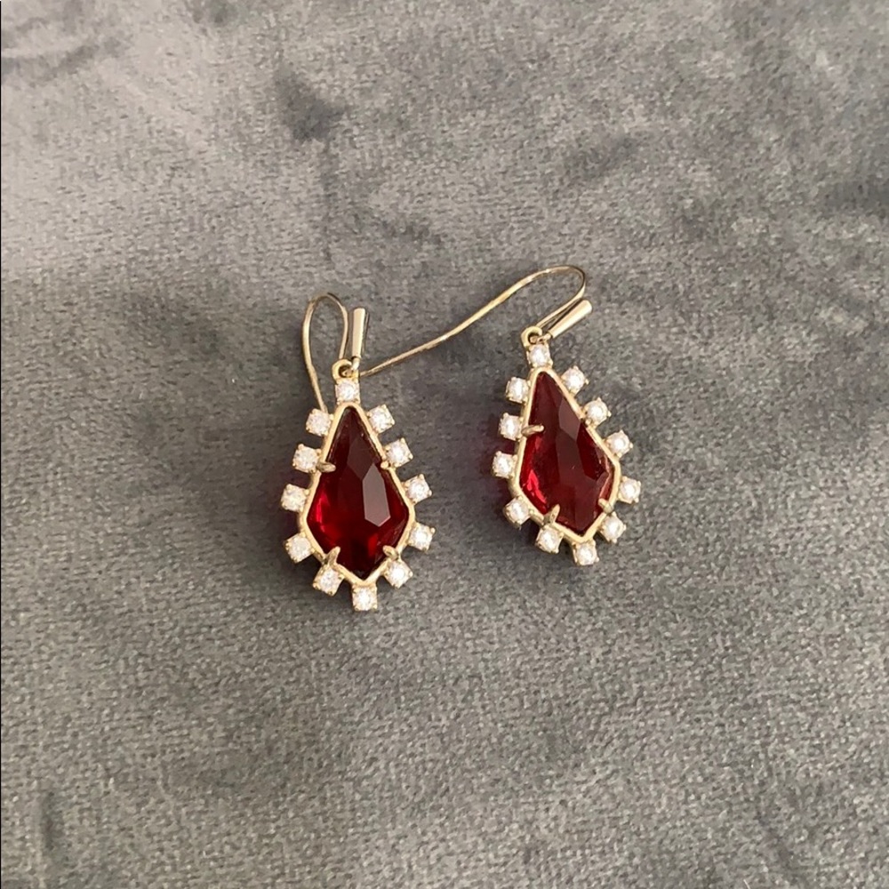 Ruby drops w/Gold Hardware